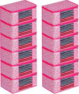 Billiondesigner Cloth Safety Bag for Sarees,Lahanga,Cloths,Suits,Pants Shirt Storage Saree Cover Organizer Clothes cover/Storage Cover/Cloth Cover,Garment Cover FW601_PINK BALI_PK12