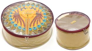 Srajanaa Ladoo Gopal Dress Round Storage Organizer Box Transparent (7.5 Inch + 13.5 Inch)