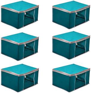bapu creation 80 gsm solid cyan (Turquoise) color sari cover packof6