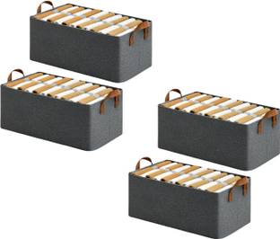 NESTIFY 4 Pcs Cloth Storage Box Organizer for Wardrobe saree cover storage bags clothes organiser cloth storage bag storage box for clothes cloth storage storage organizer box for cupboard