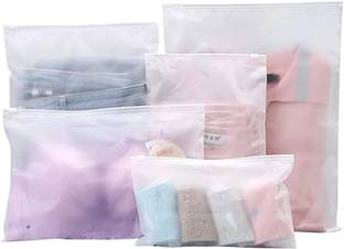 GreenTwish Frosted Zipper Bags | Travel Storage Bag For Clothes Shoes Cosmetic Jewellery Toiletries School Trip | Resealable Luggage Bag | Zip Lock Space Saver Bag