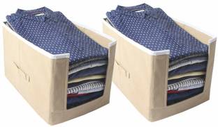 wini krafts Beige Non Woven Shirt Stacker/Shirt Organizer Wardrobe Organizer pack of (Beige Pack of 2 ) 2