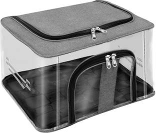 SNDIA 33 L Transparent Moisture Proof Storage Bag, Saree Cover Garment Cover Wardrobe Organizer Bag for Clothes with Carry Handle