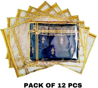 GRV saree cover set of 12 Transparent Top gold Saree Cover 12 Set Single-Transparent-Bow-Design-GOLD-Set-Of-12