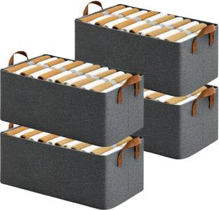 VENDIFY PACK OF 4 Cloth Organizer for Wardrobe Cloth Storage Box saree cover storage bags clothes organiser cloth storage bag storage box for clothes cloth storage storage organizer box for cupboard