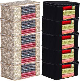ANNORA INTERNATIONAL Pack of 10 Non Woven High Quality Saree Cover/ Cloth Organizer Useful In Space Saver, Saree Cover, Cloth Cover, Cloth Safety Bags Wardrobe organizer, Storage organizer, Cloth Storage Cover