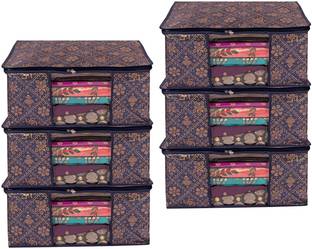 YOULK cloth storage box Non-Woven Fabric Saree Cover Clothes Organiser with Transparent Window cloth storage box bag / Wardrobe Storage Organizer