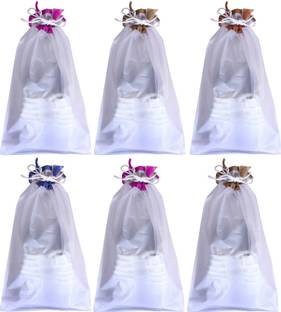 Billion Designer 6 Piece Waterproof PVC Travel Shoe Cover, String Bag Organizer, White
 -39542 039542