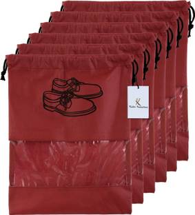 Billion Designer 6 Piece Non Woven Travel Shoe Cover, String Bag Organizer, Maroon
 -BILLION39494 BILLION039494