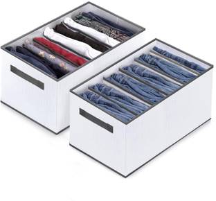 Crownsy 7 Grids Clothes Drawer Organizer Non-Woven Storage Box Wardrobe for Jeans, T-shirt Leggings, Sweaters Jeans