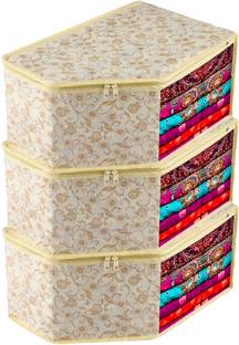 KUBER INDUSTRIES Metallic Print 3 Pieces Non Woven Blouse Cover (Brown)-CTKTC5465 CTKTC05465