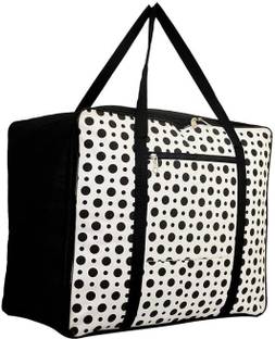 ASHFIYA Polka Dot Printed Large Travel & Storage Bag with Zip Closure and Strong Handles | Foldable Multipurpose Lightweight Luggage Organizer for Clothes, Blankets, Quilts & Sarees Set of 1