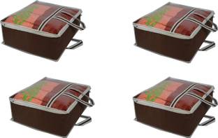 Ankit International AI_Brown_Rajai_04 Underbed Storage Bag Blanket Storage Bag Organizer Blanket Cover with a Large Transparent Window and Side Handles AI_Brown_Rajai_04