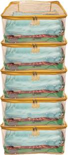 Ajabh High Quality Set Of 5 Pieces Multipurpose Plain Transparent Saree Cover Garment Cover Bag | Clothes Cover | Wardrobe Storage Organizer
