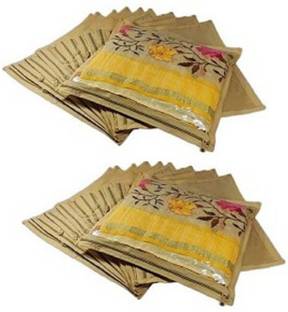 ultimatefashionista Garment cover garment cover High Quality Plain Pack Of 24 Pieces Single Non woven Saree Cover Gift Organizer & Travling pouch Keep saree/Suit/Travelling Pouch(GOLD) 24pc NW SINGLE SAREE COVER(GOLD)