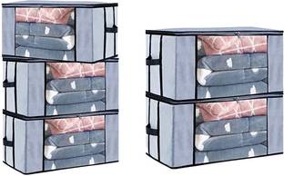 Oriscape Underbed Storage Bag With Side Handles Storage Organizer/Blanket Storage Bag/Pouch for Wardrobe Organizer Blanket Cover with a large Transparent Window & Zipper (5Pcs)