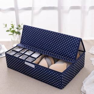 ELITEHOME Wardrobe Organizer Lingerie Storage Organizer Travel Organizer With Lid Non-Woven Drawer Dividers Innerwear Wardrobe Organizer Foldable Storage Box Organiser for Wardrobe Closet