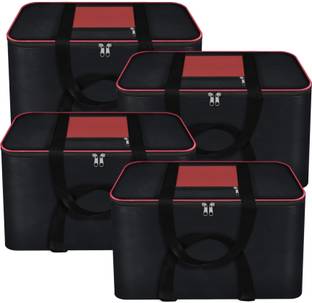 STORITE Set Of 4 Moisture Proof Big 75 L Nylon Underbed Storage Bag Stationery Paper/Blankets/Clothes (54x46x32 cm) Rectangular