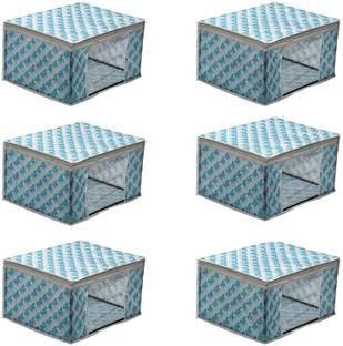 bapu creation 80 gsm White glossy leaves With light blue Background sari cover packof6