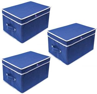 Craft Bazar Storage Box Foldable Organizer for Cloths,kid's toy with Top Lid (Pack of 3) Box to Store Household Items
