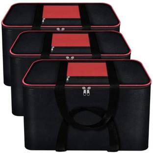 QUAIL Moisture Proof Big Underbed Storage Bag For Multi Purpose Use Foldable Blanket , Cloth Storage Organizer, Blanket Cover with Zipper and Handles | Set of 3