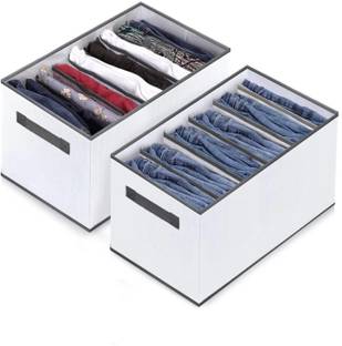 Craficial 7 Grids Non Woven Storage Box, Cloths Drawer Organizer Wardrobe Drawer Organizer For Jeans, Tshirt, Leggings, Sweaters Jeans Pants Storage Organizer Box