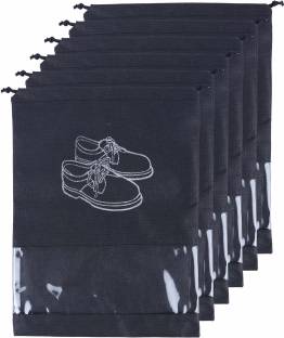 geetacreation Shoe Cover Travel Shoe Bag Shoe Pouch for Travelling Pack of 6 Pc Black Shoe Cover for Travel