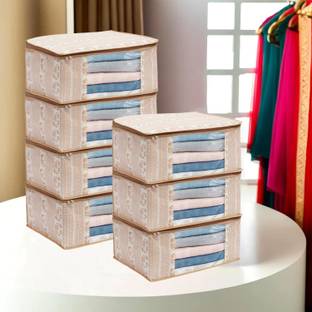 Shaping Fabric High Quality Large Saree Cover With Double Zipper | Wardrobe Bag | Saree Cover Closet Organizer / Saree Bags For Wardrobe Organizer Clothes Premium Clothes Cover (Wedding Collection Gift) Garment Cover Pack of 07 F7773_SC_Large_82463295