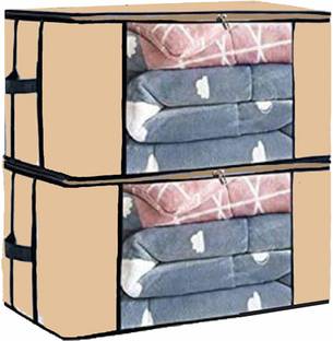 Craft Bazar Underbed Storage Bag With Side Handles Storage Organizer Blanket Storage Bag for Wardrobe Organizer Blanket Cover with a large Transparent Window (Pack of 2)