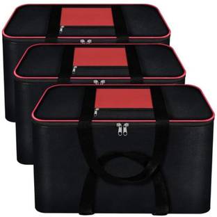 QUAIL Moisture Proof Big Underbed Storage Bag For Multi Purpose Use Foldable Blanket Storage Bag, Cloth Storage Organizer, Blanket Cover with Zipper and Handles | Set of 3