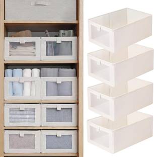 ELITEHOME Storage Box 2 Pcs Wardrobe Organizer for Clothes Organiser Storage Box with Clear Window 2Q-Closet