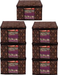 Shaping Fabric High Quality Large Saree Cover With Double Zipper | Wardrobe Bag | Saree Cover Closet Organizer / Saree Bags For Wardrobe Organizer Clothes Premium Clothes Cover (Wedding Collection Gift) Garment Cover Pack of 07 F7773_SC_Large_82464002