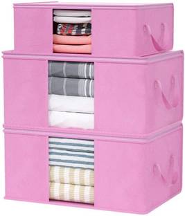 CEREVEL Underbed Storage Bag With Side Handles Storage Organizer Blanket/Storage Bag for Wardrobe Organizer Blanket Cover with a large Transparent Window