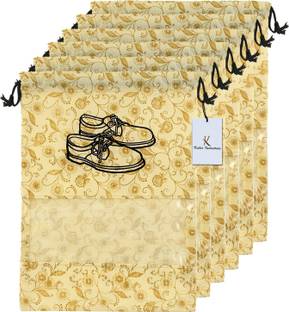 Billion Designer Metalic Floral Design 6 Piece Non Woven Travel Shoe Cover, String Bag Organizer, Brown
 -39502 039502
