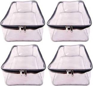 ultimatefashionista garment cover High Quality Travelling Bag Pack of 4 Pieces Large Transparent Shirt Cover Saree Cover storage Bag Organizer Bag vanity travelling pouch Garments Cover Keeps Upto 12-15 Saree each (Transparent) 4pc shirt cover(t.p)