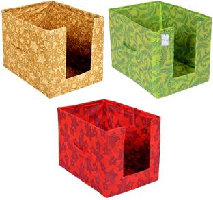 HOMESTIC by Kuber Industries Storage Bag Saree Organizer for Wardrobe/Closet Storage Box Pack of 3 (Multi) 100000000015164_HT