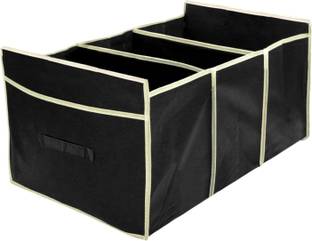 KUBER INDUSTRIES Designer Foldable Trunk Storage Organizer, Reinforced Handles, Suitable for Any Car, SUV, Mini-Van (Black) HS_36_KUBMART019568