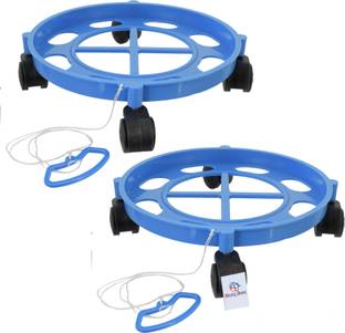 Heart Home 2 Pieces Easily Movable Stand with Wheels Gas Cylinder Trolley