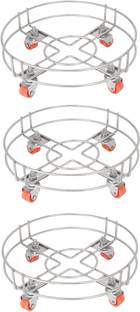 Shengshou Stainless Steel Cylinder Trolley with Wheels (Set Of 3) | Gas Trolly / Cylinder Stand Gas Cylinder Trolley