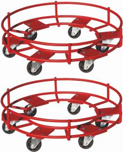 Familia Pack of 2 Multi function Premium Steel Cylinder Trolley | 6 Wheels Gas Cylinder Trolley