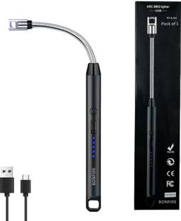 Bonfire 360° Flexible Neck Rechargeable Electric USB Arc Lighter for Cooking, Candles Aluminium, Plastic Electronic Gas Lighter