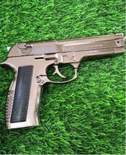 MANIORZO 608 Silver Heavy Metal Pistol Gun Lighter with Barrel Pull Back System Steel Gas Lighter