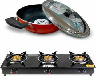SURYAVIVA Photon 3B Combo Kadhai Glass Manual Gas Stove