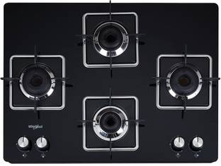 Whirlpool byWhirlpool 4 Heavy Duty Forged Brass Burner with Rust Free Body GRANDIOSA ULTRA 704 CT Glass Manual Gas Stove