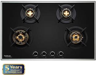 Hindware Adonia 4b 80 cm Built in Hob With Flame Failure Device Dual Brass Burners Glass Automatic Hob