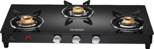 Hindware Smart Appliances ARMO Plus GL 3B AI BLK Glass Automatic Gas Stove