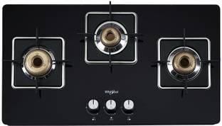 Whirlpool 3 Heavy Duty Forged Brass Burner with Rust Free Body GRANDIOSA ULTRA 753 CT BR Glass Manual Gas Stove