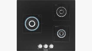 BOSCH Built-in Gas Hob Black Tempered Glass 3 Burner 60cm True brass(PNC6B6B11I) Glass Automatic Hob