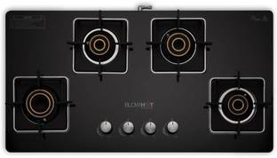 BLOWHOT Automatic Hybrid Design 4 High Performance Burner Toughened Glass, Aluminium Automatic Gas Stove