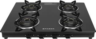 FABER COOKTOP MIST 4BB AURA|Powder Coated Pan Support |Nylon Knobs| Spill Proof| Glass Manual Gas Stove